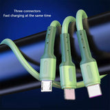 Silicone charger cable 1.2m - 3.5A 3in1 USB Type-A to Lightning/Micro/Type-C Cable